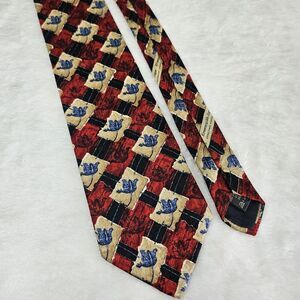 Ermenegildo Zegna Disegno Esclusivo Red Blue Roses Floral 100% Silk Tie Italy